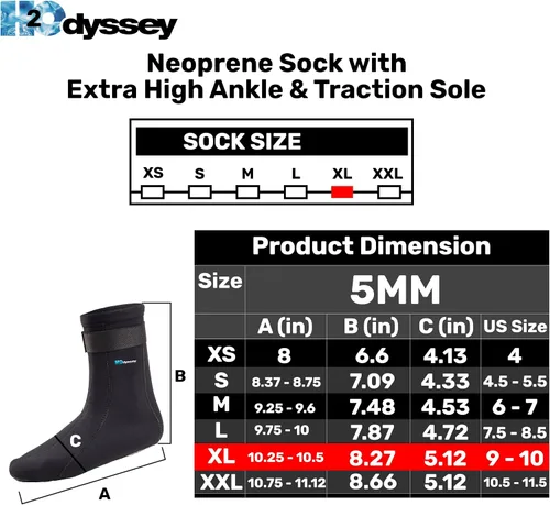 Miniatura 5 de H2ODYSSEY Calcetines de buceo de neopreno de 0.197 in - Calcetines de agua con tobillo alto para una protección extendida