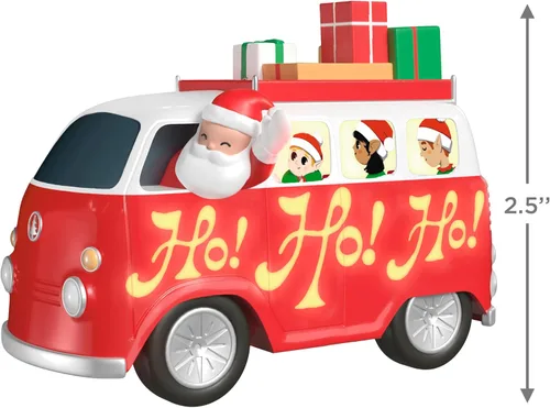 Miniatura 4 de Adorno de Navidad colgante de Hallmark Keepsake 2025, Papá Noel musical "Here Comes Santa Claus" con luz, regalos para coleccionistas de Papá Noel