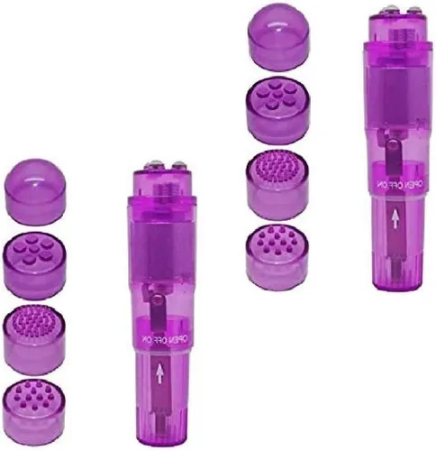 Miniatura 5 de Mini bolígrafo masajeador de mano con 4 cabezales para cara, cuello, cabeza, espalda (paquete de 2 rosas)
