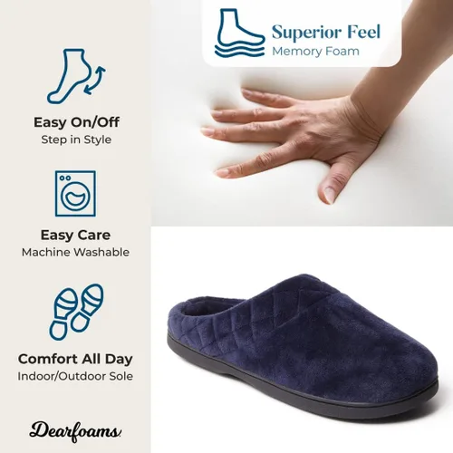 Miniatura 3 de Dearfoams Darcy - Pantuflas de velour de microfibra, tipo zueco con bordes acolchados, para mujer