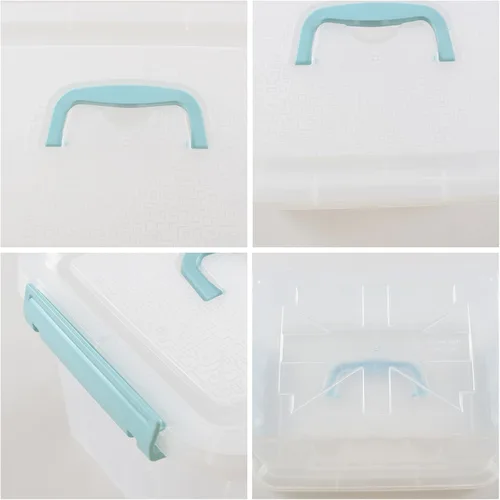 Miniatura 3 de Paquete de 6 contenedores de almacenamiento de plástico transparente de 6 cuartos de galón con tapas, pequeñas cajas de almacenamiento transparentes
