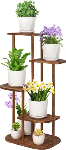 Jotsport - Soporte de madera de 5 niveles para múltiples plantas, estante de interior para plantas, soporte de maceta de varios niveles, estante de