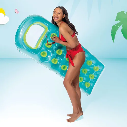 Miniatura 8 de INTEX 59895EP Balsa de piscina inflable Suntanner de 18 bolsillos, reposera de flotador de piscina, alfombrilla de natación, 74 pulgadas x 28