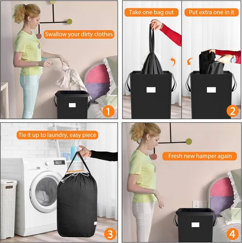 Miniatura 4 de MCleanPin Cesta de lavandería plegable de 225 litros con bolsas de lavandería, cesta de ropa sucia, cesta de lavandería con asas, cesta plegable