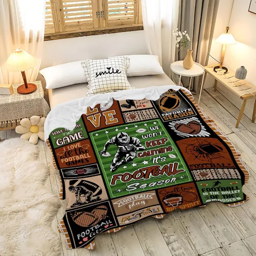 Miniatura 2 de Manta de regalo de franela de forro polar de fútbol, ligera y suave, bonita manta acogedora para cama, sofá, viajes al aire libre, 30 x 40 pulgadas