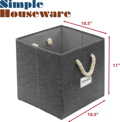 Miniatura 2 de SIMPLE HOUSEWARE Cubo de almacenamiento de 13 pulgadas con asas trenzadas, paquete de 3, color beige