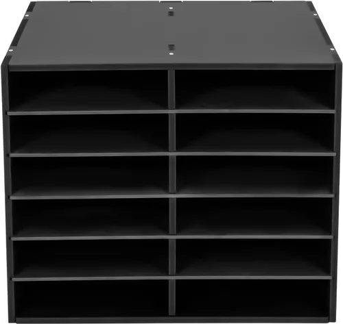 Miniatura 5 de Organizador de literatura, moderno organizador de literatura de escritorio de PVC, 12 ranuras, organizador de buzón de literatura rectangular