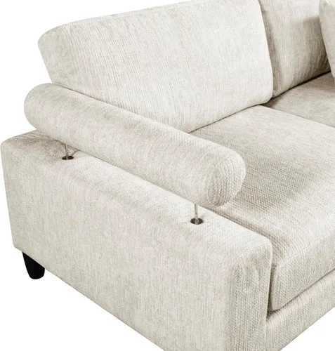 Miniatura 10 de Lexicon Sofá modular de 120 pulgadas, sofá modular de microfibra de gran tamaño de 4 plazas en forma de L, 6 almohadas decorativas y arreglo Beige