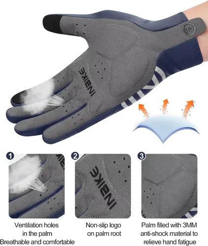 Miniatura 4 de INBIKE Guantes de ciclismo para hombre y mujer, forro polar fino, para pantalla táctil, guantes de bicicleta acolchados para correr, conducir