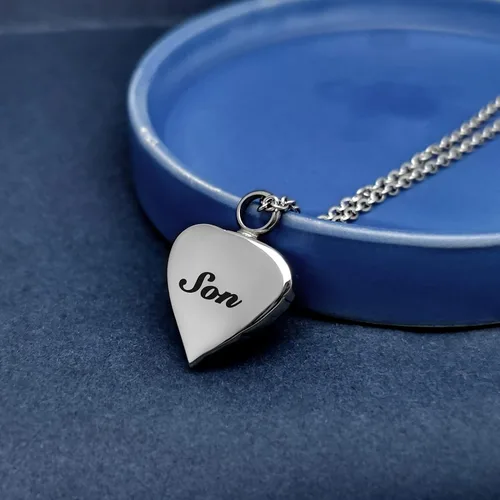 Miniatura 4 de LuxglitterLin Collar de urna de cremación con forma de corazón de ala de ángel para cenizas humanas, recuerdo, joyería conmemorativa, Dios te tiene