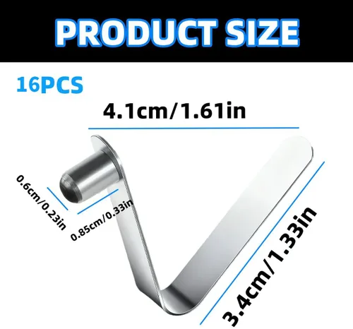 Miniatura 2 de 16 clips de resorte de pala de 0.236 pulgadas, clips de resorte para poste de tienda, clip de resorte de botón, botón de resorte de acero inoxidable