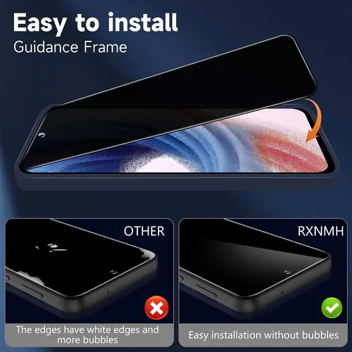 Miniatura 6 de Protector de pantalla para Samsung Galaxy A55/A35 5G, película de privacidad + vidrio templado para lente de cámara, paquete de 2, sin burbujas