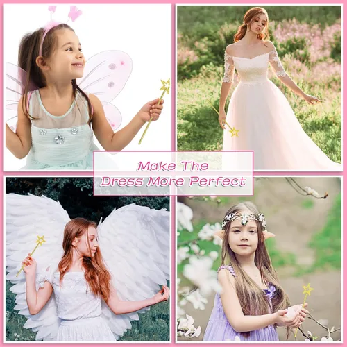 Miniatura 6 de Meanplan 36 varitas de hadas de 13 pulgadas, varitas de princesa con estrella mágica, palitos de bruja de ángel, accesorios de disfraz de hada