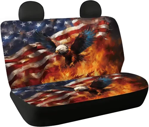 Miniatura 47 de AFPANQZ Funda protectora para asiento trasero de automóvil, con bandera patriótica estadounidense, solo para asiento trasero de automóvil, camión