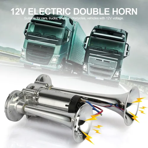 Miniatura 4 de Kit de bocinas de aire eléctricas duales súper fuertes, 600 dB, para vehículos, con compresor, aplicable para automóviles, SUV, camiones, lanchas