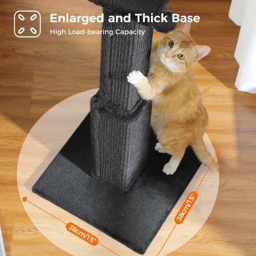 Miniatura 6 de PAWZ Road Poste Rascador Grande para Gatos de 32" de Alto Negro Poste Rascador para Gatos de Interior Adultos Poste Rascador Definitivo con Sisal