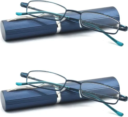Miniatura 19 de Gafas de lectura de tubo ligero y compacto ultra delgado con estuche de aluminio de clip portátil