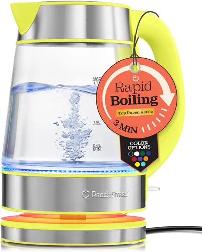 Hervidor Eléctrico de Agua de Ebullición Rápida, 1.7L 1500W, Hervidor de Café y Té de Vidrio Borosilicato, Hervidor de Agua, Apagado Automático,