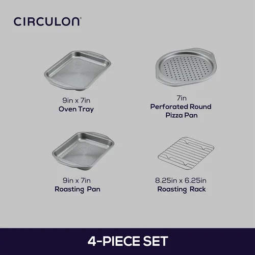 Miniatura 2 de Circulon Total Bakeware - Juego de horno tostador antiadherente y sartén personal para pizza, 4 piezas