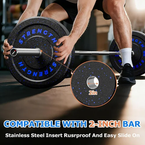 Miniatura 7 de XDDIAS Placas de parachoques de 2 pulgadas, juego de discos de peso olímpicos de goma para entrenamiento de fuerza en el gimnasio en casa, 20-260