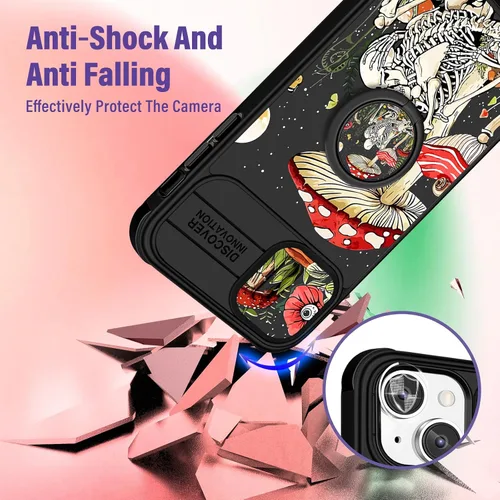 Miniatura 3 de Funermei Funda 2 en 1 para iPhone 13/iPhone 14 para mujeres, linda funda de teléfono con calavera para niñas, diseño de esqueleto gótico, divertido