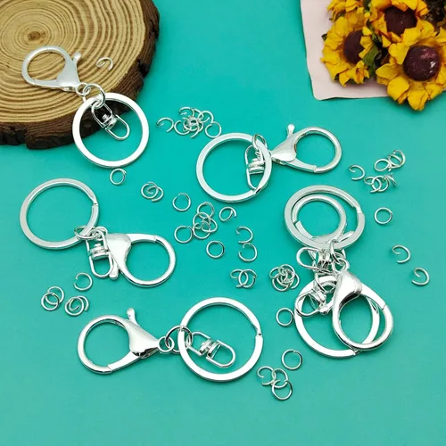 Miniatura 7 de 30 llaveros con cierre de langosta para fabricación de joyas, broches de metal giratorios con cierres giratorios, clips de gancho, anillo de llavero