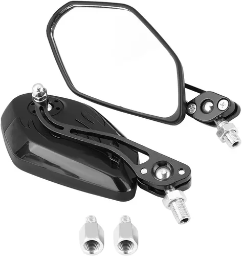Miniatura 10 de 1 par 0.315 in 0.394 in universal motocicleta retrovisor espejos scooter aluminio llama patrón espejo vista lateral (rojo)