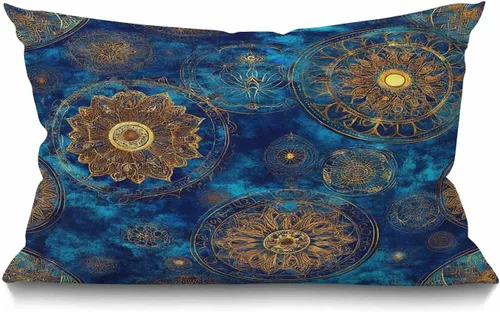 Miniatura 25 de Funda de Almohada con Textura de Mármol, Amarillo Azul Verde Dorado Mármol Fluido Hipster Tinta Lujoso Elegante Colorido Algodón Lino Funda de Cojín
