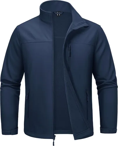 Miniatura 9 de MAGCOMSEN Chaqueta ligera Softshell para hombre, con forro polar, impermeable, cortavientos, para senderismo al aire libre
