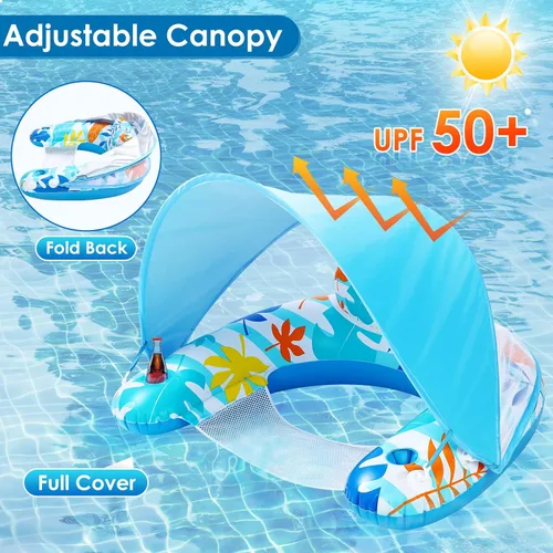 Miniatura 2 de LAYCOL Flotadores de piscina premium para adultos con dosel, elegante tumbona de piscina, flotadores de piscina resistentes para adultos, flotadores