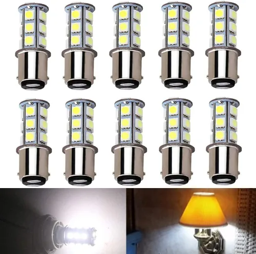 Miniatura 8 de Paquete de 6 bombillas LED BA15D 1142 1004 de color blanco cálido sin polaridad, lámparas de repuesto DC 12 V interior RV caravana remolque