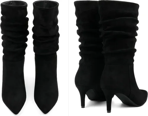 Miniatura 3 de JOY IN LOVE Botas de tacón bajo para mujer, botas holgadas de media pantorrilla