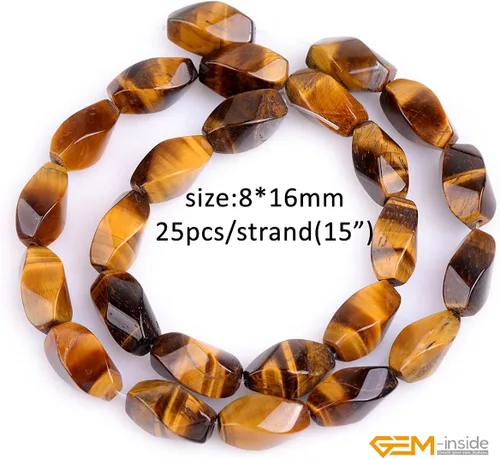 Miniatura 5 de GEM-Inside - Cuentas sueltas de ojo de tigre genuino natural, 0.315 x 0.630 in, cuentas de energía para fabricación de joyas, 15 pulgadas