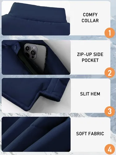 Miniatura 10 de XinYangNi Chaleco de invierno con forro polar para hombre, chaqueta de burbujas cálida e informal