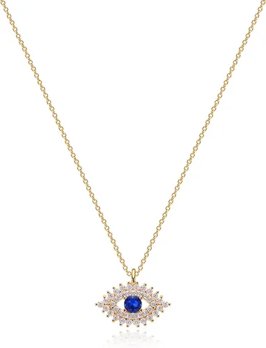 MEVECCO Collar Delicado de Oro con Ojo Turco para Mujeres Chapado en Oro 18K Lindo Delicado Solitario Circonita Cúbica Boho Protección Ojo Turco