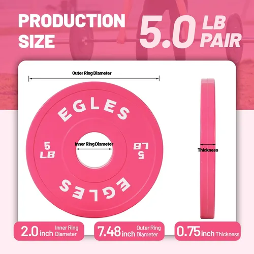 Miniatura 2 de Egles Juego de Placas de Cambio 1.25LB, 2.5LB, 5LB - Placas de Peso Recubiertas de Goma en Pares, Placas Bumper Olímpicas, Codificadas por