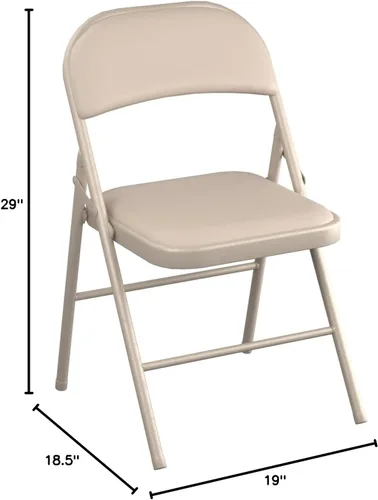 Miniatura 3 de Juego de 4 sillas plegables de vinilo beige con asiento acolchado