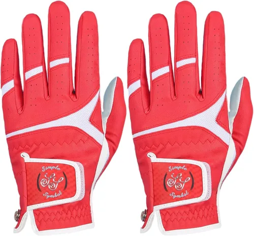 Miniatura 9 de Guantes de golf para hombre, cuero sintético de alta calidad, agarre estable, paquete de dos