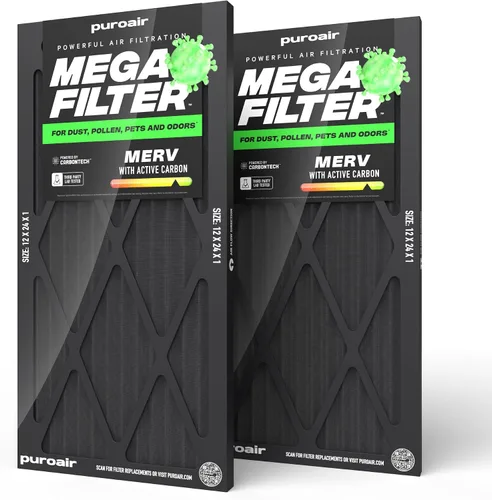 Miniatura 35 de PuroAir Filtro Mega - Filtro de aire de 12x12x1 MERV 13 para el hogar con carbón activado - Filtros alérgenos, caspa de mascotas, humo, polvo