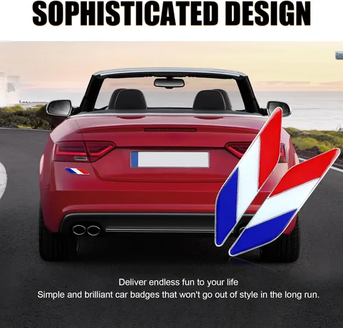 Miniatura 6 de Ziciner - 2 piezas de emblema 3D con bandera de Francia, emblema de guardabarros delantero para auto, calcomanías de aleación para auto