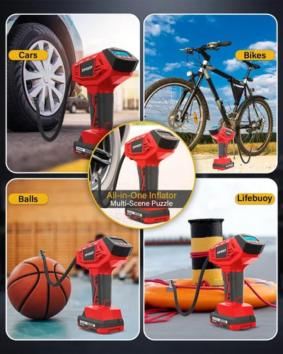 Miniatura 8 de Compresor de aire portátil para inflado de neumáticos, inflado 4 veces más rápido, bomba de neumáticos inalámbrica de 160 PSI con doble potencia