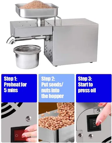 Miniatura 4 de Oil Press Machine 1500W Household/Commercial Grade Automatic Oil Expeller for Flax Pecan Peanut Castor Hemp Seed Canola Sesame Sunflower Soybean