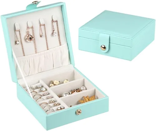 Joyero de viaje de piel sintética, organizador pequeño, organizador de joyería, tamaño de viaje, artículos esenciales de viaje para lápiz labial,