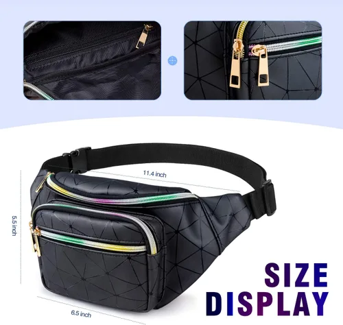 Miniatura 4 de JECIMER Riñonera para mujeres y hombres, Riñonera de moda para niñas, adolescentes y niños con 5 bolsas, cinturón negro, paquete de cintura, bolsa