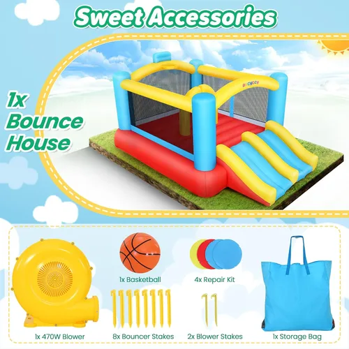 Miniatura 6 de WHUBEFY Casa de rebote, casa inflable para niños con ventilador incluido, casa de juegos para interiores y exteriores, casa inflable para patio