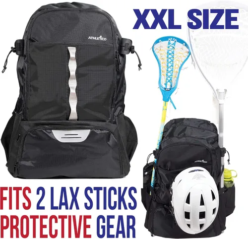 Miniatura 3 de Athletico Lacrosse Bag - Mochila extra grande para equipo de hockey sobre césped - Dos soportes para palos y compartimento separado para tacos