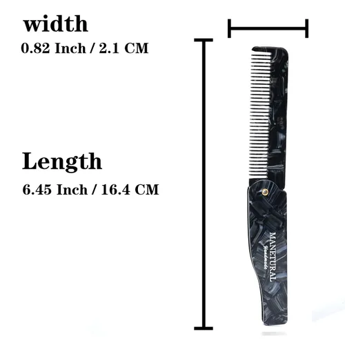 Miniatura 4 de Peine de bolsillo de dientes finos de 80 L, peine de pelo de 6.4 pulgadas para mujeres, niños, cuidado de la barba y el bigote, corte de sierra