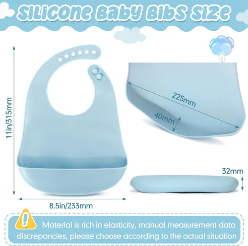 Miniatura 2 de Mepase Baberos de silicona impermeables Baberos de silicona suaves ajustables para alimentación de bebés unisex suministros de alimentación