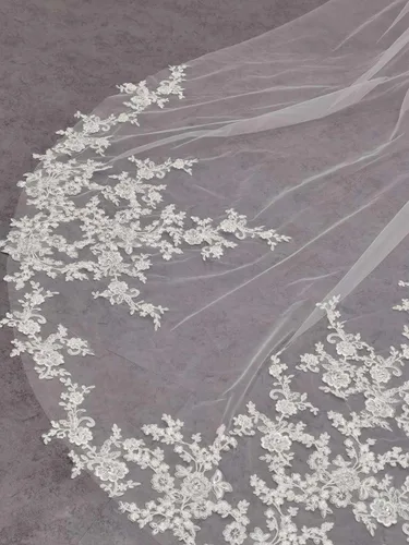 Miniatura 3 de Velo de novia largo de encaje con peine de una capa 3M catedral velo de novia blanco marfil velo para novia accesorios de boda