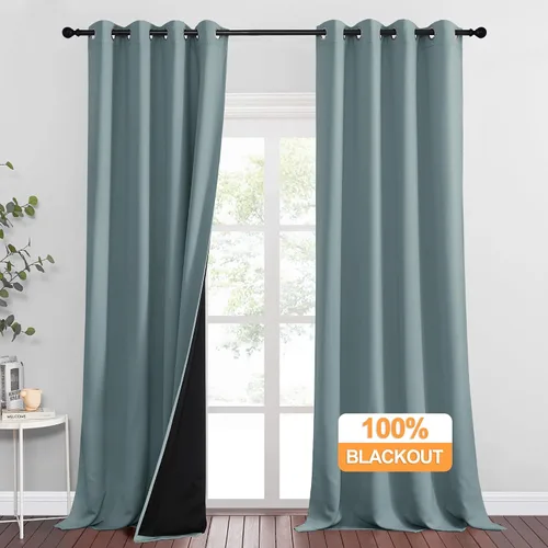 Miniatura 22 de RYB HOME Cortinas 100% opacas con forro blanco, cortinas de lino natural, cortinas de servicio Haeavy Duty, tratamiento de ventana con aislamiento